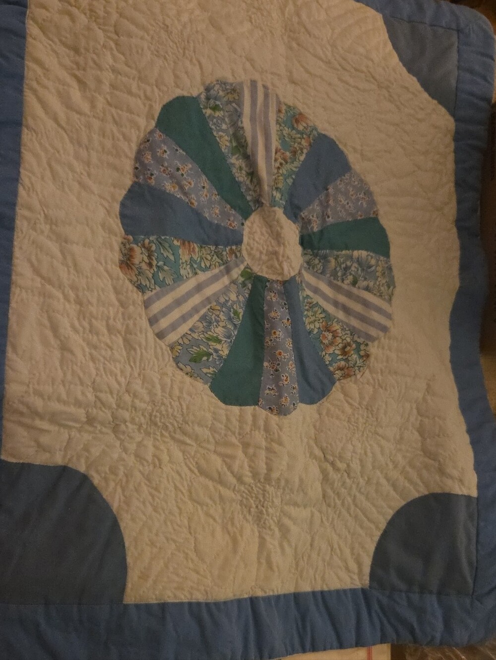 Blue & Cream Floral Vintage Patchwork Standard Set Of 2 Pillow Cases